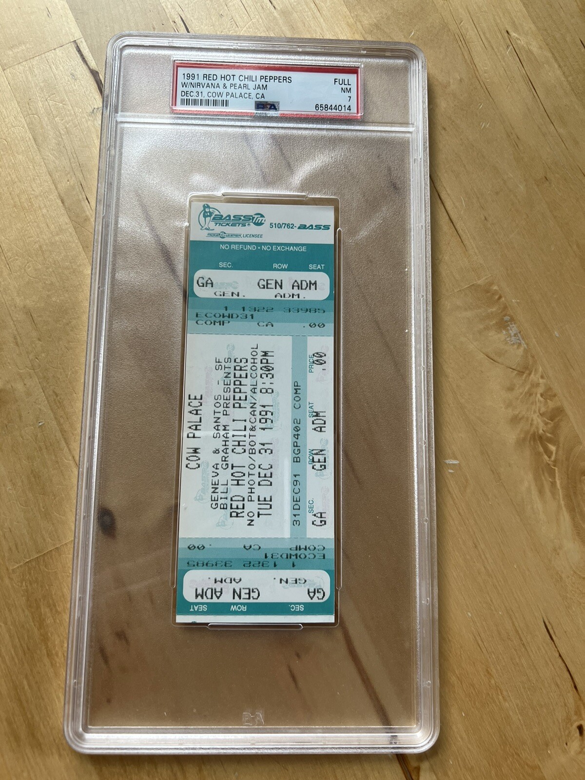Red Hot Chili Peppers Nirvana Pearl Jam 1991 Concert Ticket PSA 7 NM NEAR MINT
