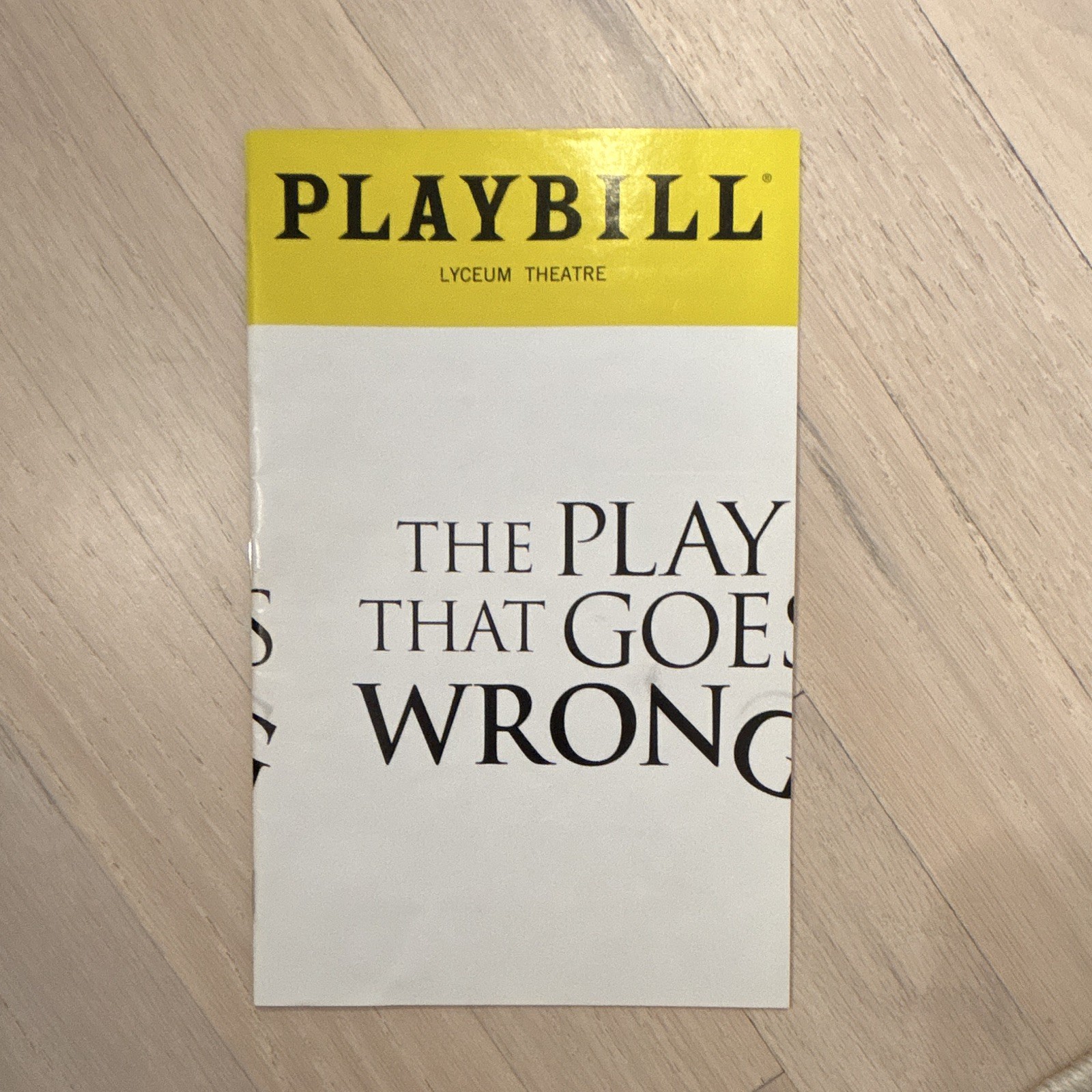 The Play That Goes Wrong Playbill Program, Lyceum Theatre, Oct 2018