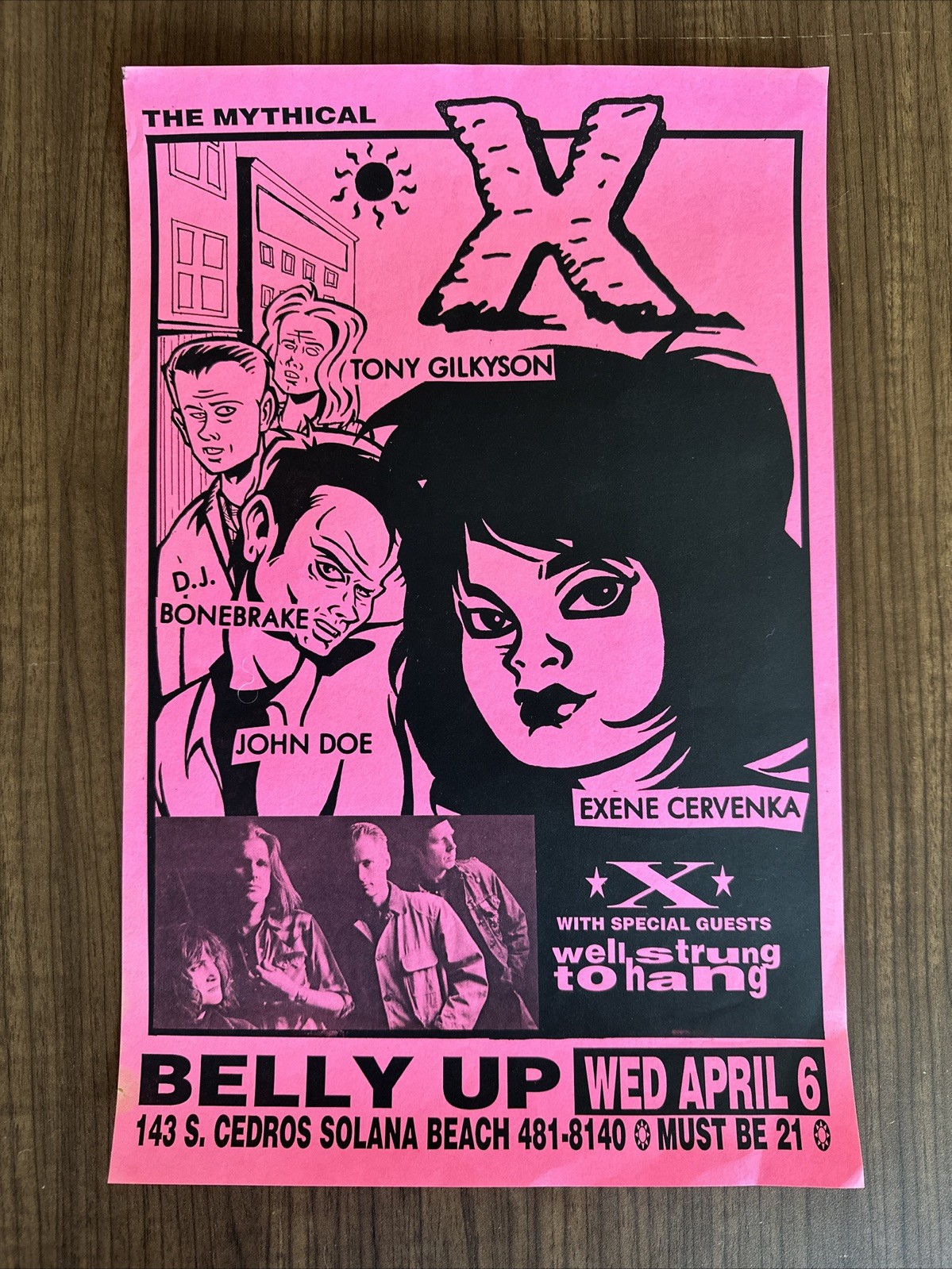X LA Punk Band 1990’s Concert Poster Exene John Doe DJ Bonebrake BellyUp