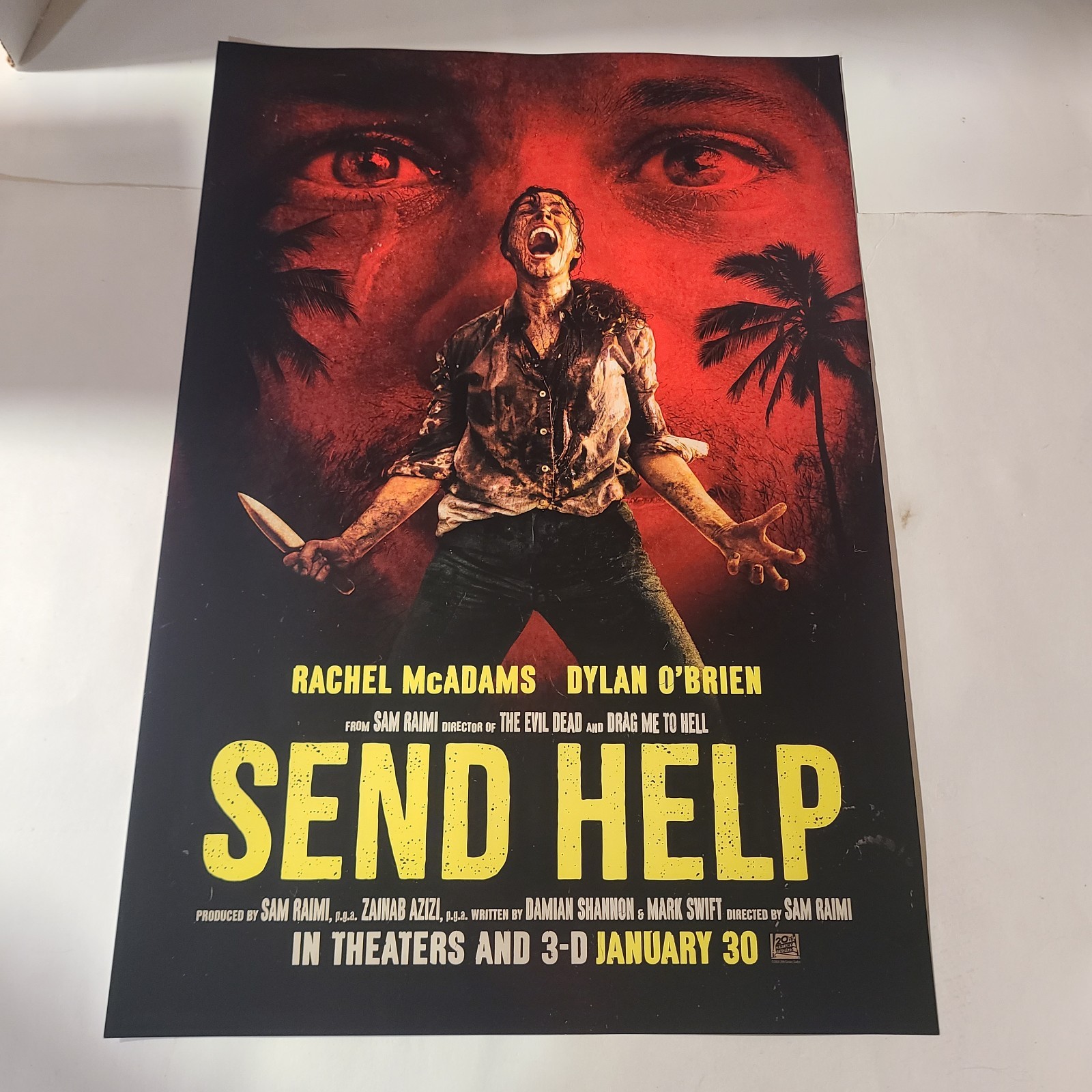 SEND HELP Advance Screening Movie Poster 13×19 Sam Raimi Horror 2026 NMint