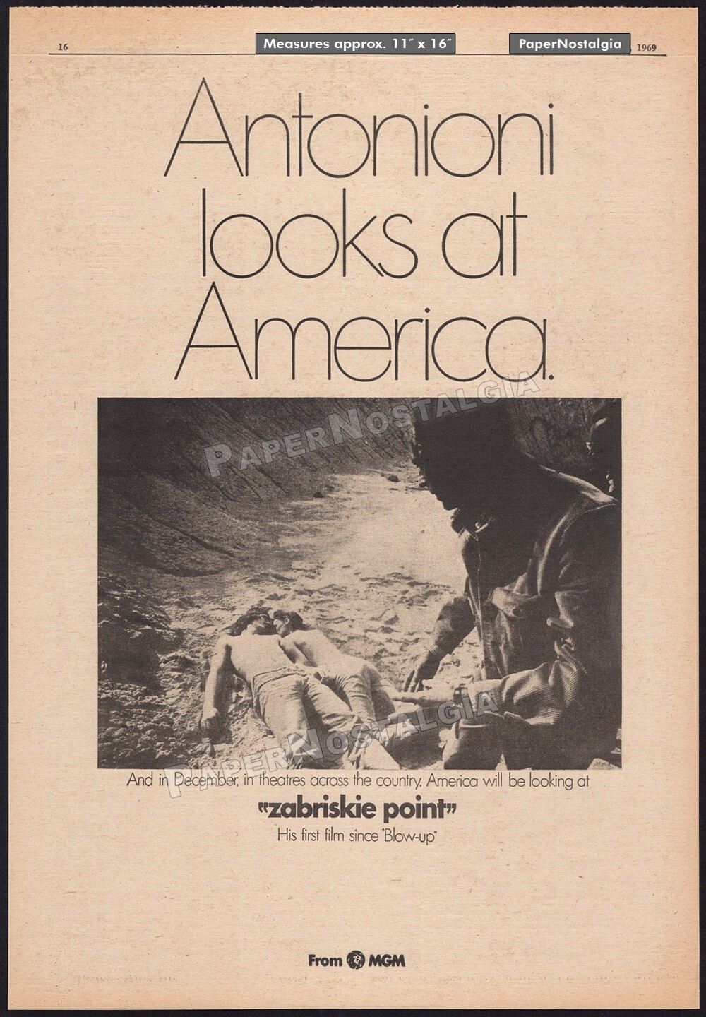 ZABRISKIE POINT – Original 1969 Trade AD / poster – Michelangelo Antonioni _1970