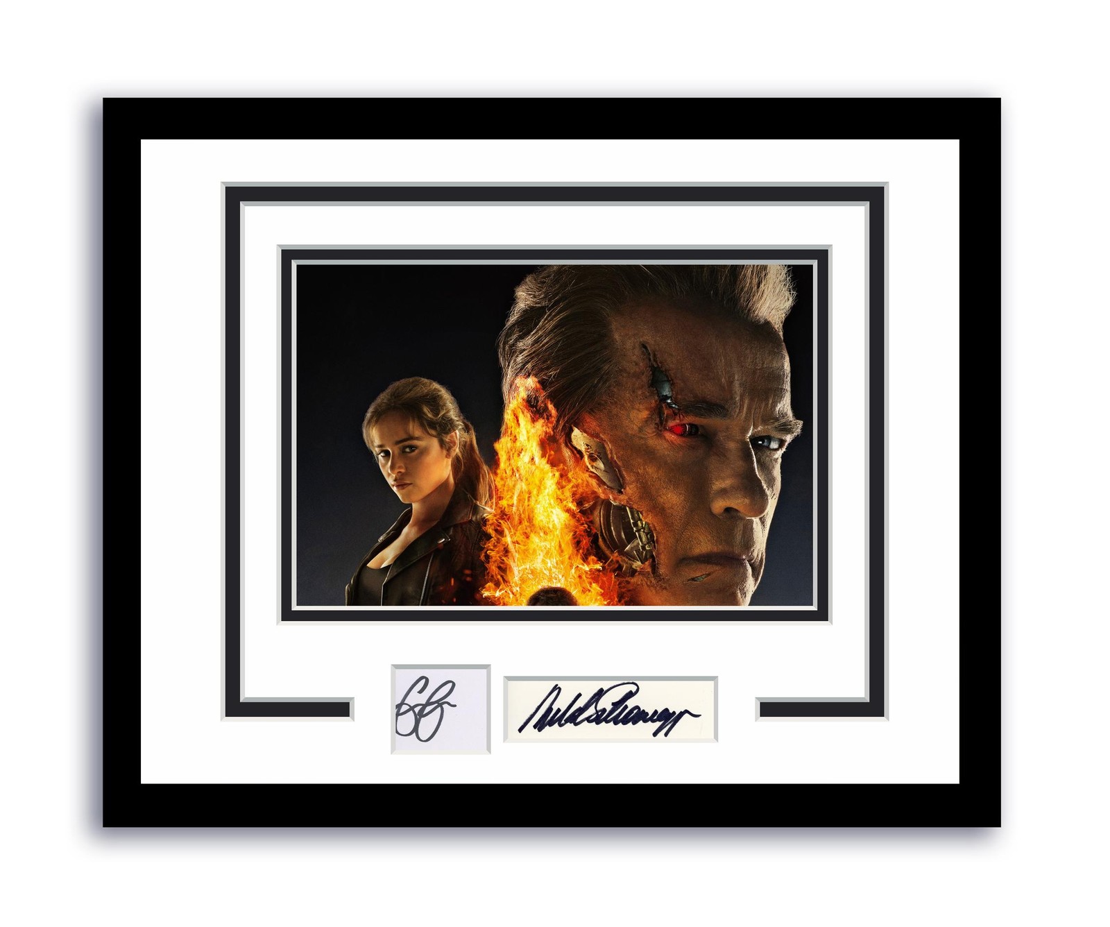 Terminator Genisys Emilia Clarke Arnold Schwarzenegger Signed Framed Photo ACOA