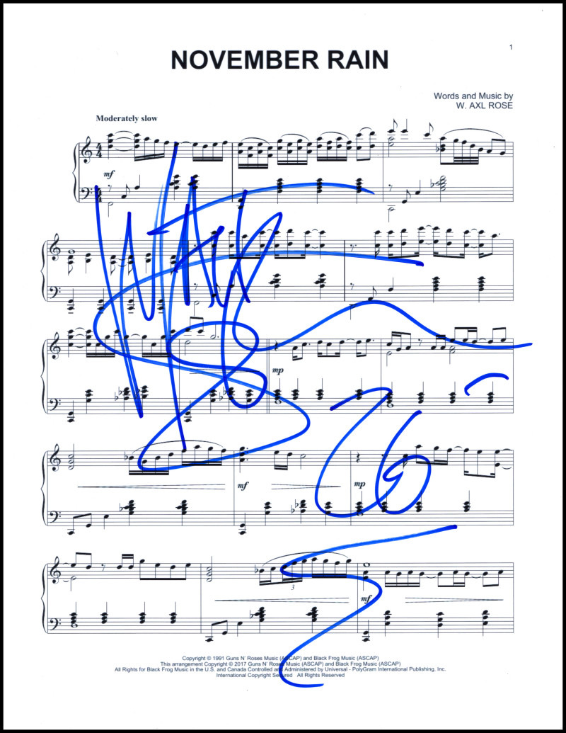 Matt Sorum Guns N Roses Signed Autograph November Rain Sheet Music – GNR