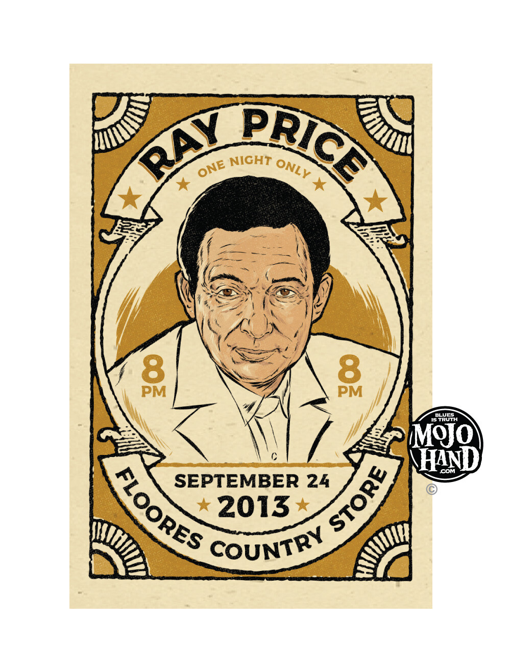 Ray Price concert poster – 2013 – country legend – Texas show