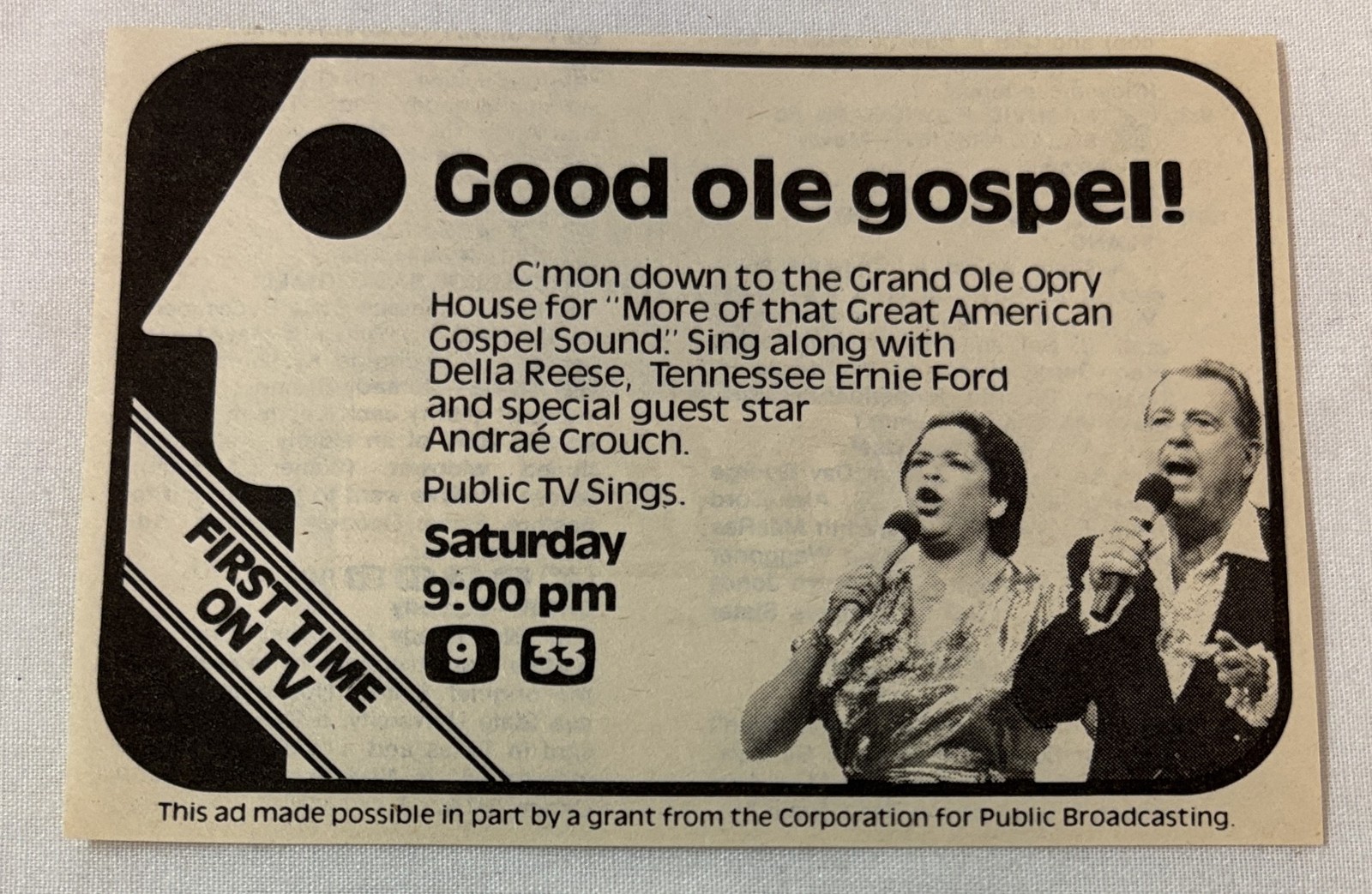 1980 PBS tv ad~ GOOD OLE GOSPEL Della Reese, Tennessee Ernie Ford