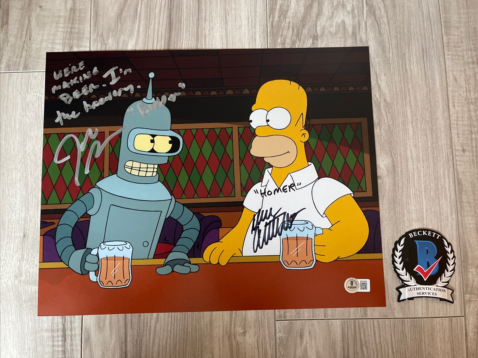 Dan Castellaneta John DiMaggio Signed 11×14 Photo Simpson Futurama Beckett COA11