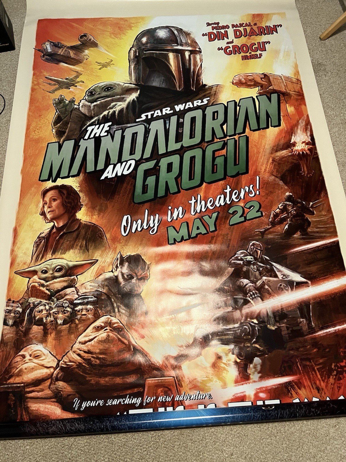 STAR WARS MANDALORIAN And GROGU 5’x8’ Original Movie Theater Vinyl Banner USA