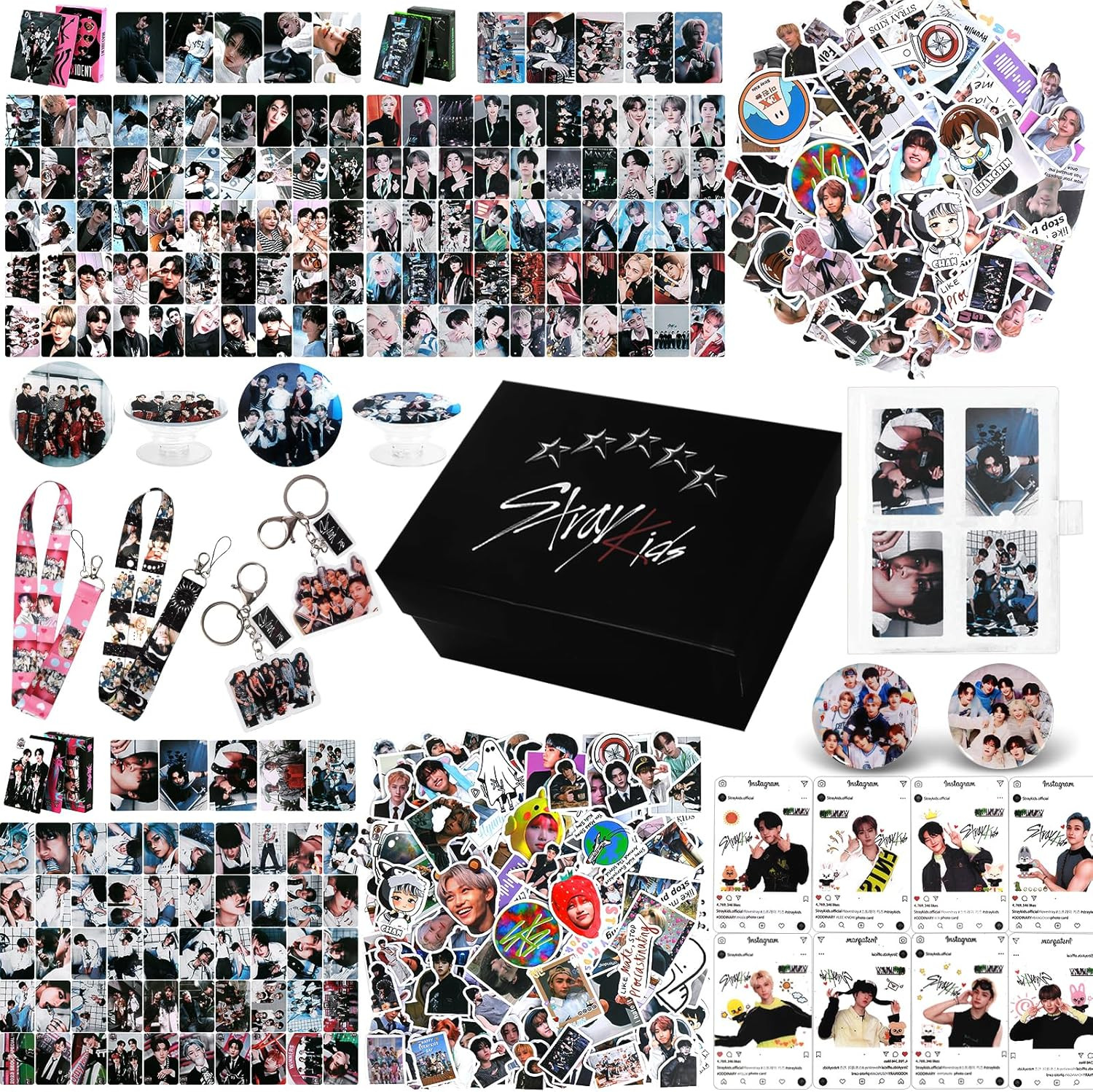Stray Kids Merch Gift Box Set Including Photocard Holder, 3 Styles 165 Postcards