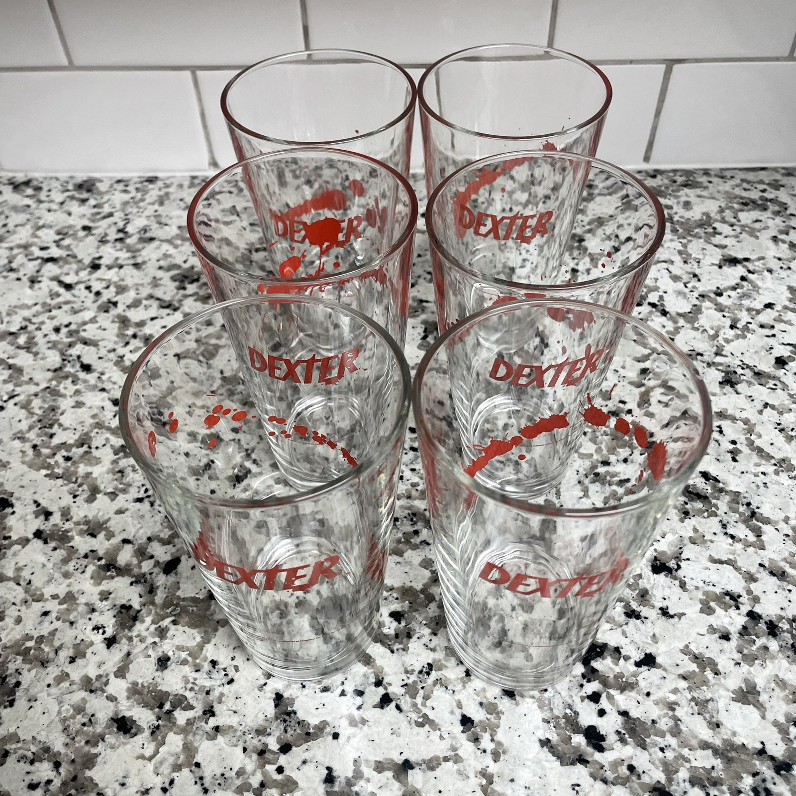 Dexter Tv Show Cups Drinking Glass 16 Ounces Pint Glasses Blood Splatter 1 Each