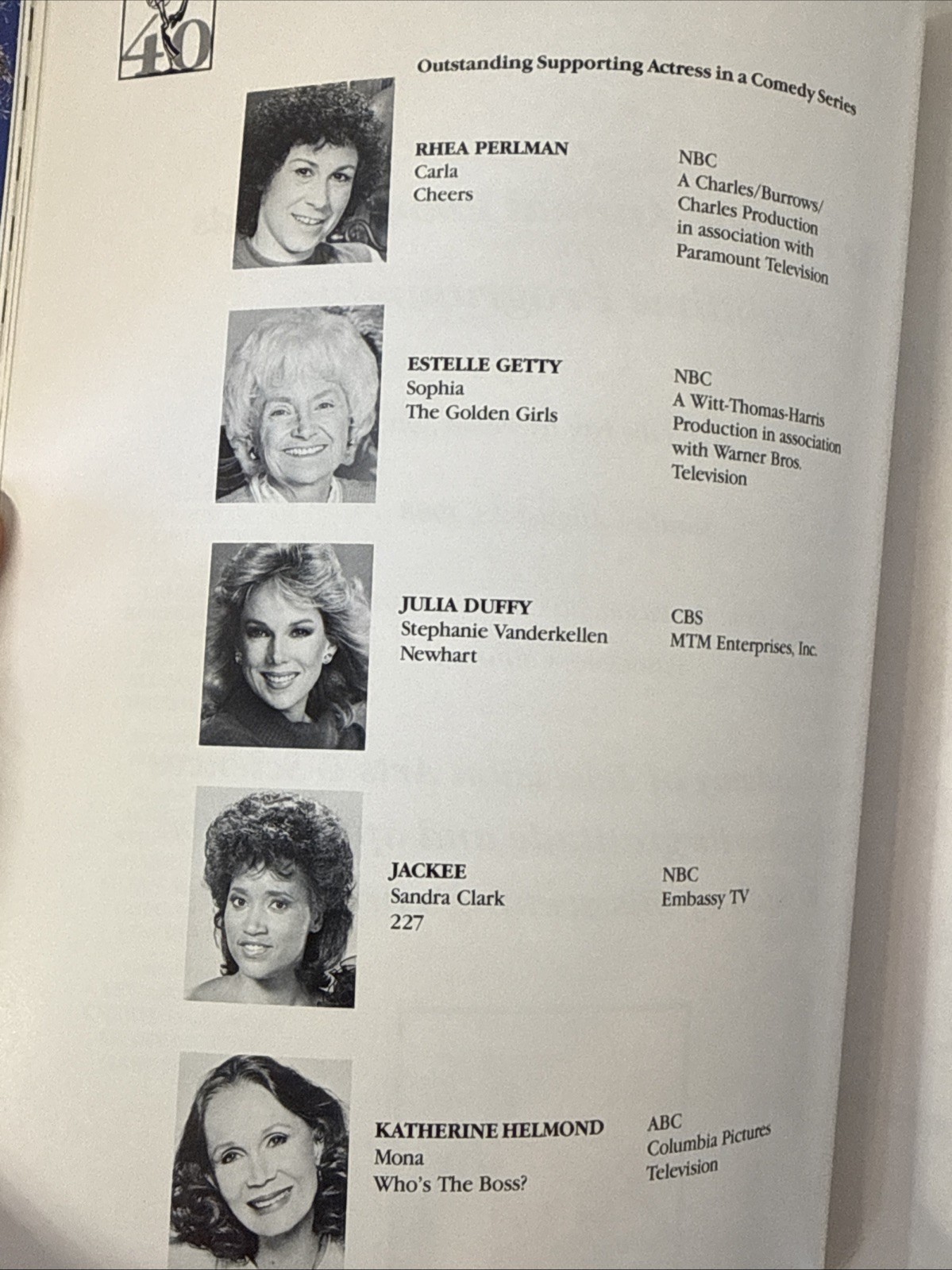 1988 40TH ANNUAL PRIME-TIME EMMY AWARDS PROGRAM-The Golden Girls