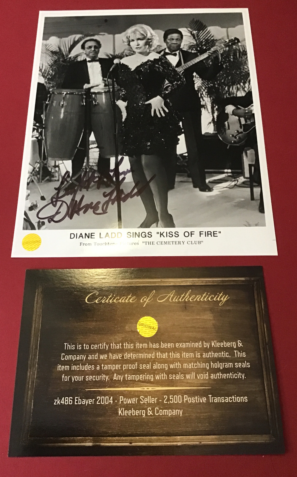 *DIANE LADD* Signed Autograph 8 x 10 B/W w/COA Kiss Of Fire On Stage