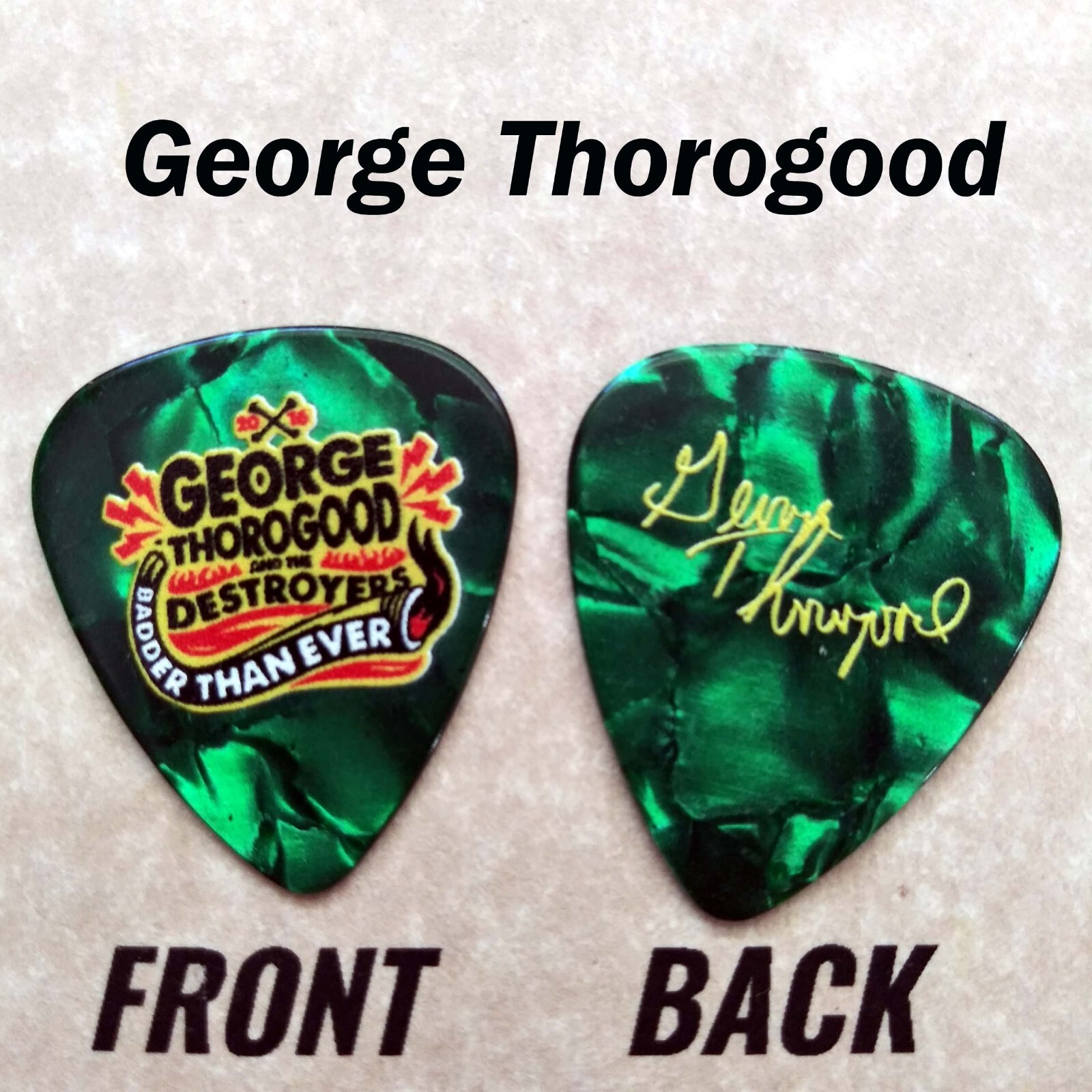 George Thorogood Classic Rock band 2-sided novelty signature guitar pick Q-P16