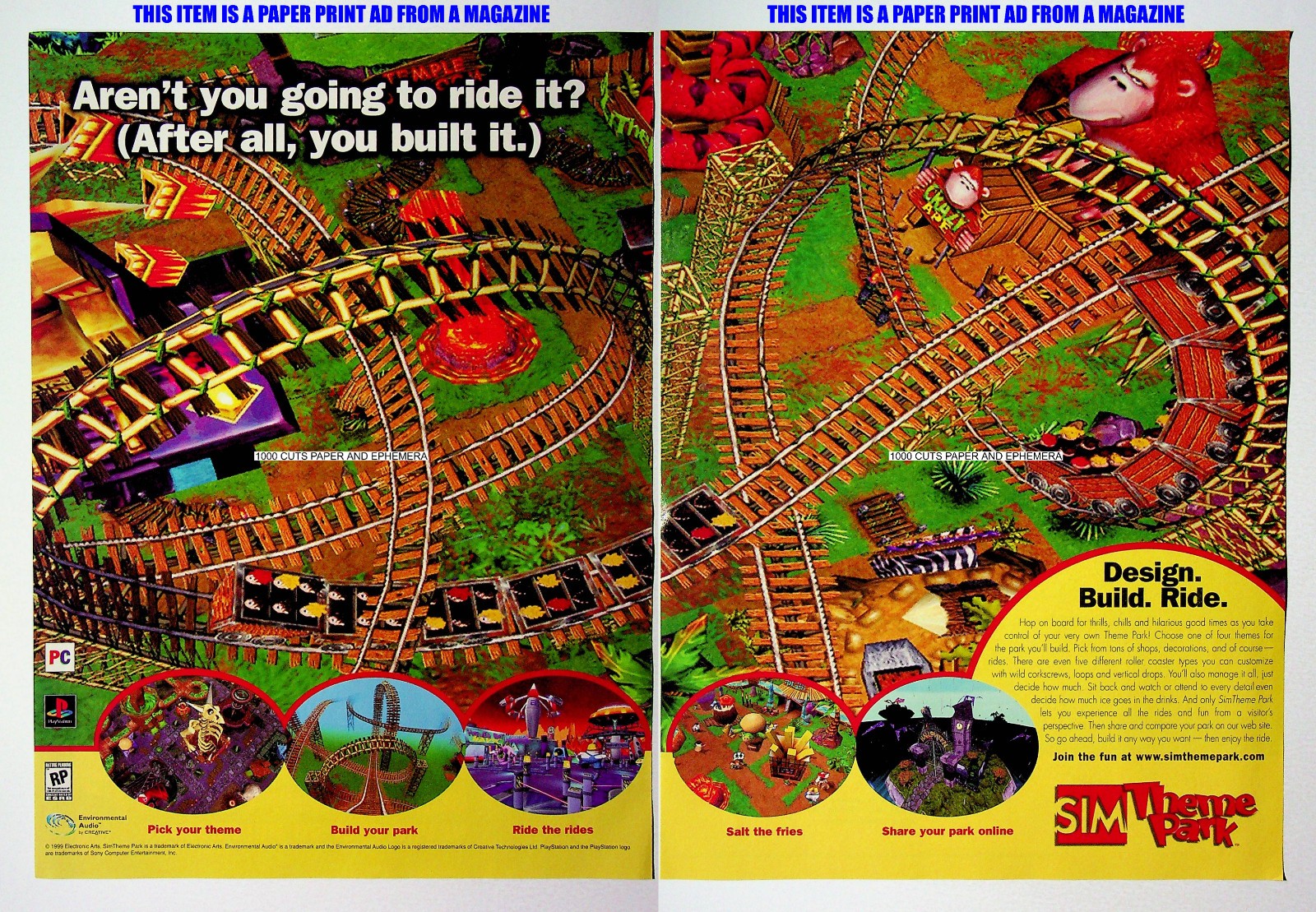 Sim Theme Park Electronic Arts EA 2000 Trade Print Magazine Ad Poster ADVERT