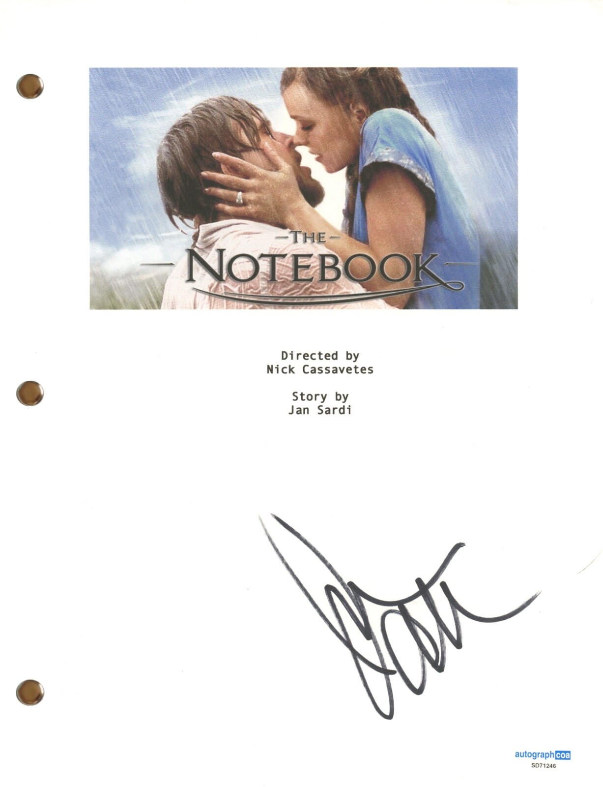 Joan Allen “The Notebook” Signed Autograph Movie Script Full Screenplay ACOA COA