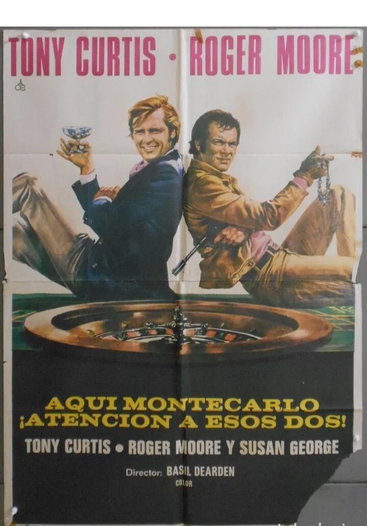 PERSUADERS ROGER MOORE TONY CURTIS Movie Poster 1970s Spain Mission Montecarlo