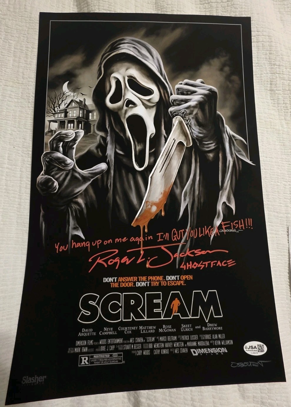 Scream Movie Poster by Justin Osbourn Signed Roger L. Jackson JSA