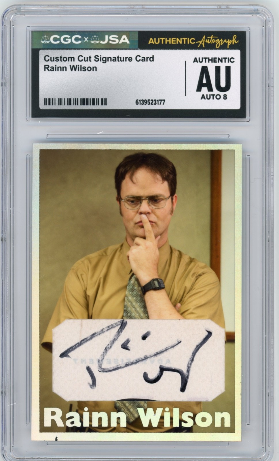 Rainn Wilson Signed Custom Cut The Office Trading Card JSA CGC Auto Grade 8