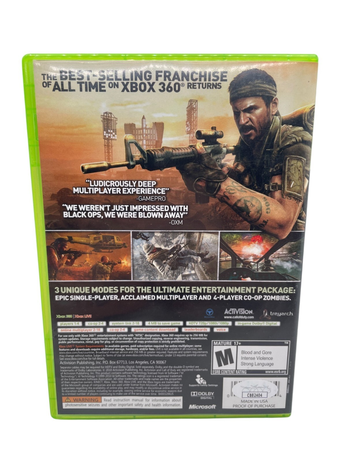 James C. Burns Signed Call of Duty Black Ops Xbox 360 Game “Woods” Auto JSA COA