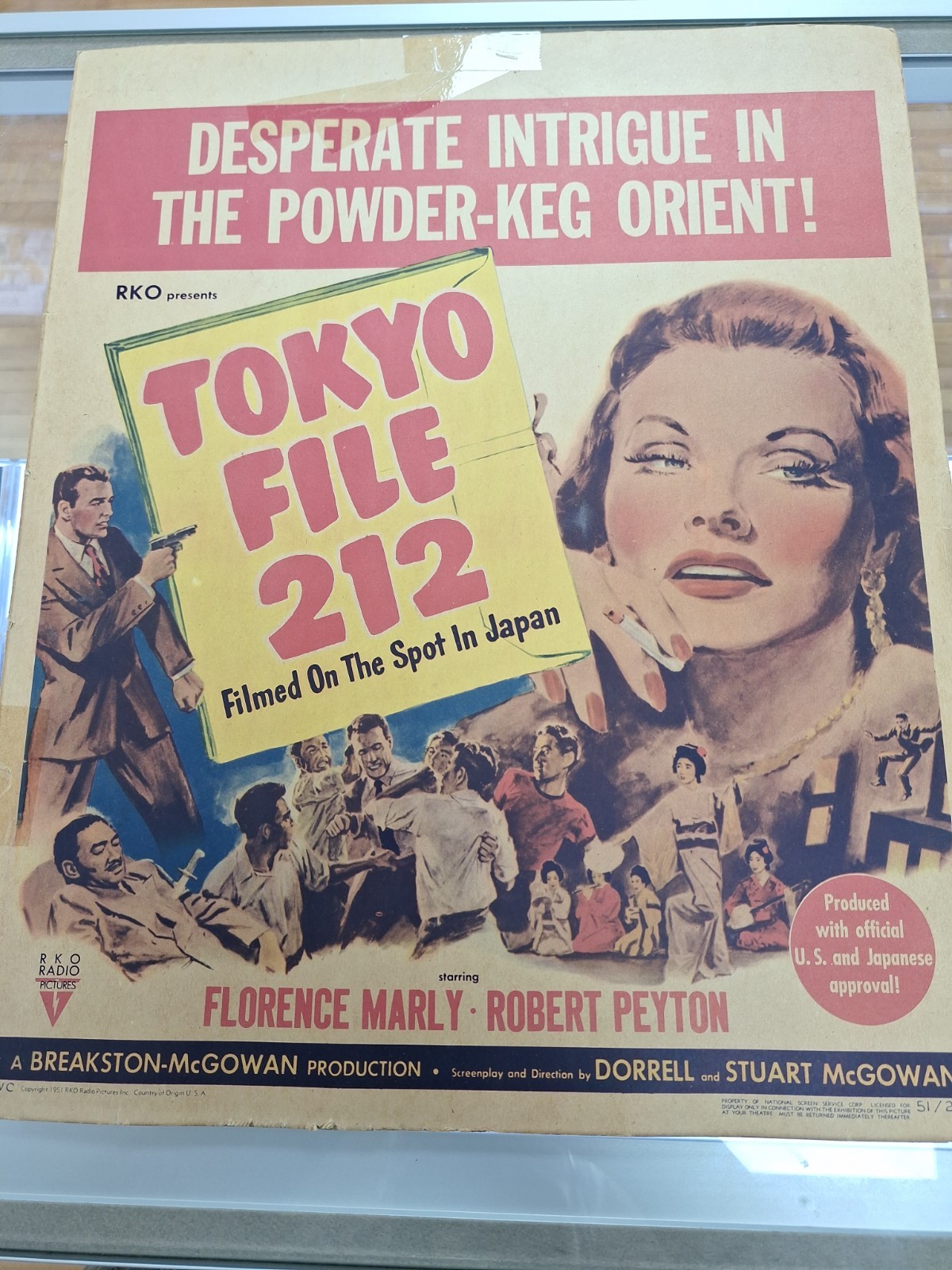 Rare Original 1951 Movie Window Poster “Tokyo File 212” 51/279 UNFRAMED