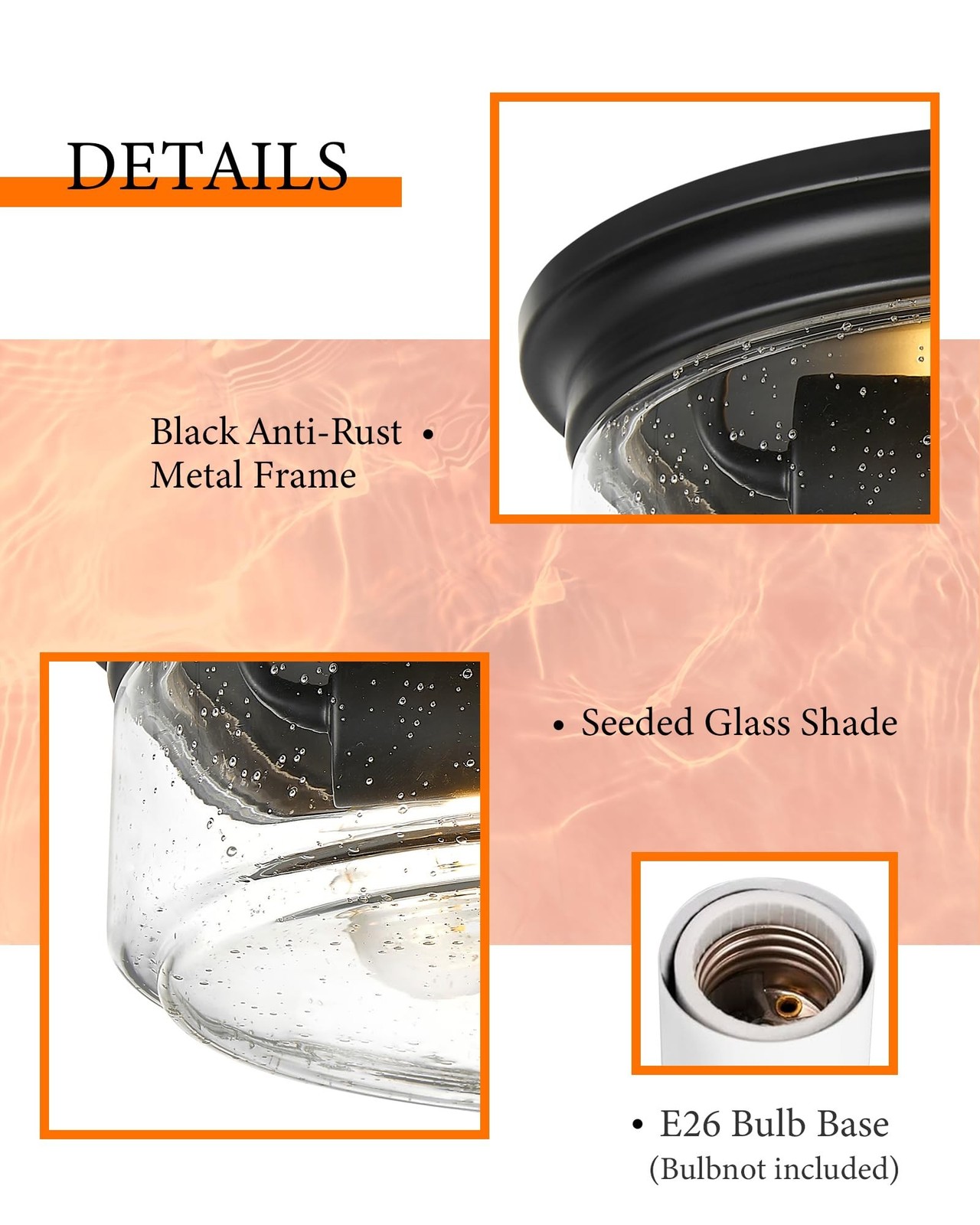 Black Flush Mount Ceiling Light, 12 Inch 2-Light Industrial Farmhouse Light F…