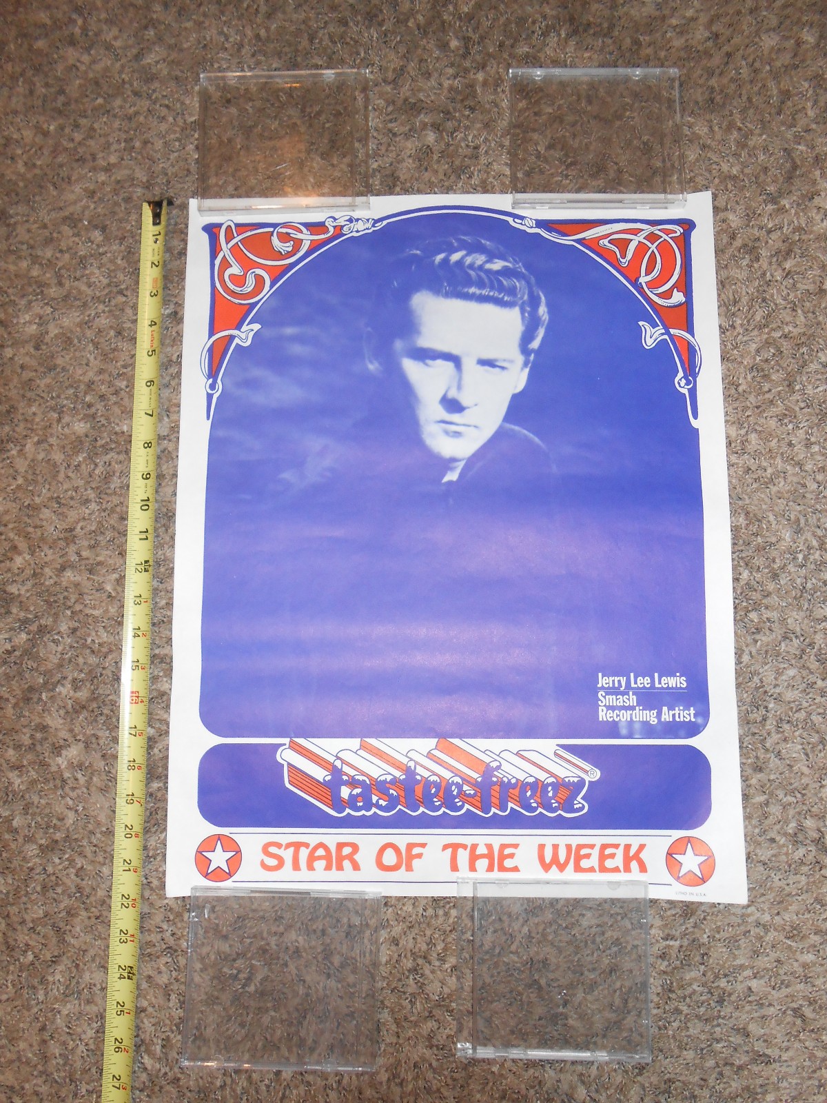 Jerry Lee Lewis Tastee Freez Poster 1960s RARE Elvis presley Johnny cash Berry