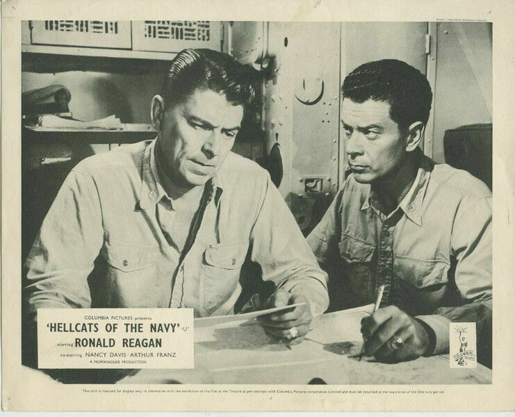 Hellcats of the Navy original 8×10 lobby card Ronald Reagan Arthur Franz in sub