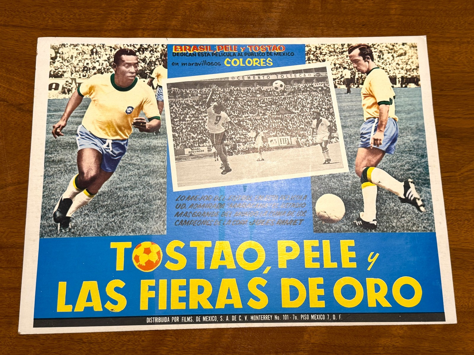 Original 1970 World Cup Mexico TOSTAO, PELE Y LAS FIERAS DE ORO Film Lobby Card