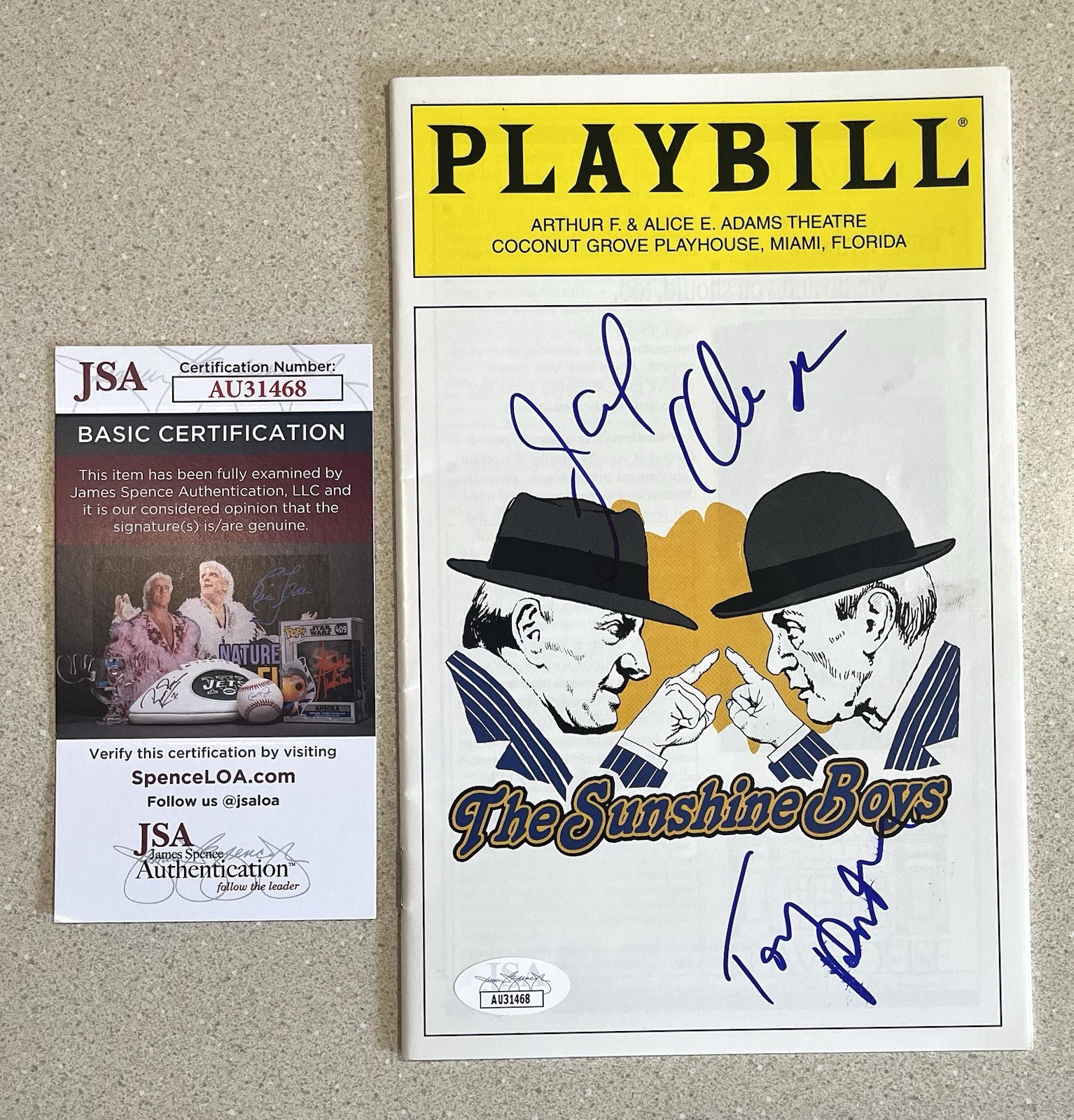 TONY RANDALL and JACK KLUGMAN Signed Playbill ” The Sunshine Boys ” – JSA COA