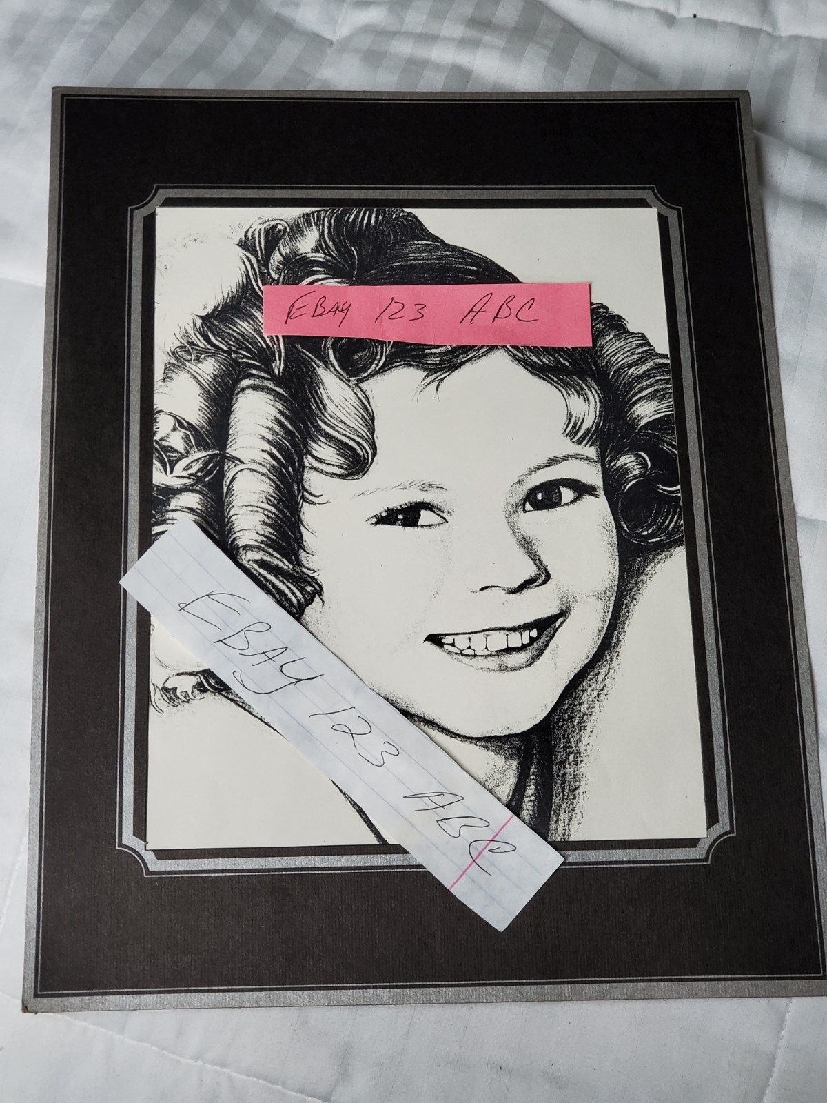 Super Rare Vintage 1980’s Shirley Temple Sketch Art Print 8″x10″ Black And White