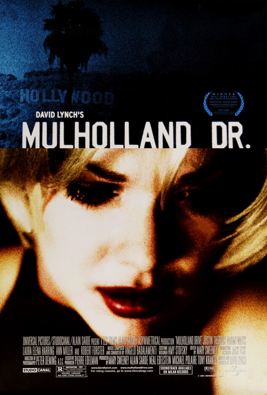 MULHOLLAND DR. DRIVE MOVIE POSTER 2 Sided ORIGINAL Ver B VF 27×40 LAURA HARRING