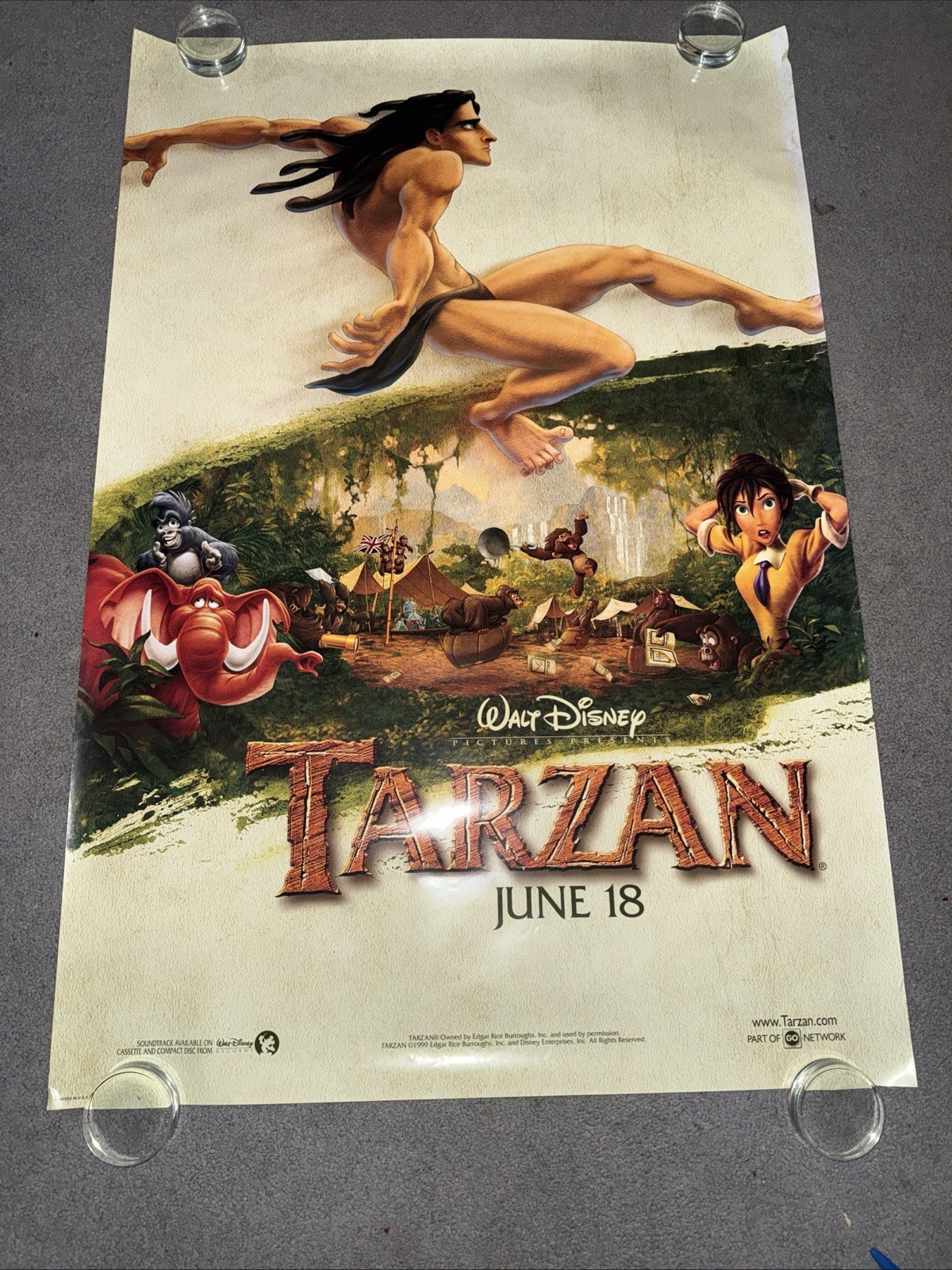 TARZAN Movie Poster 27×40 One Sheet 1999 Advance Walt Disney / Double Sided RARE