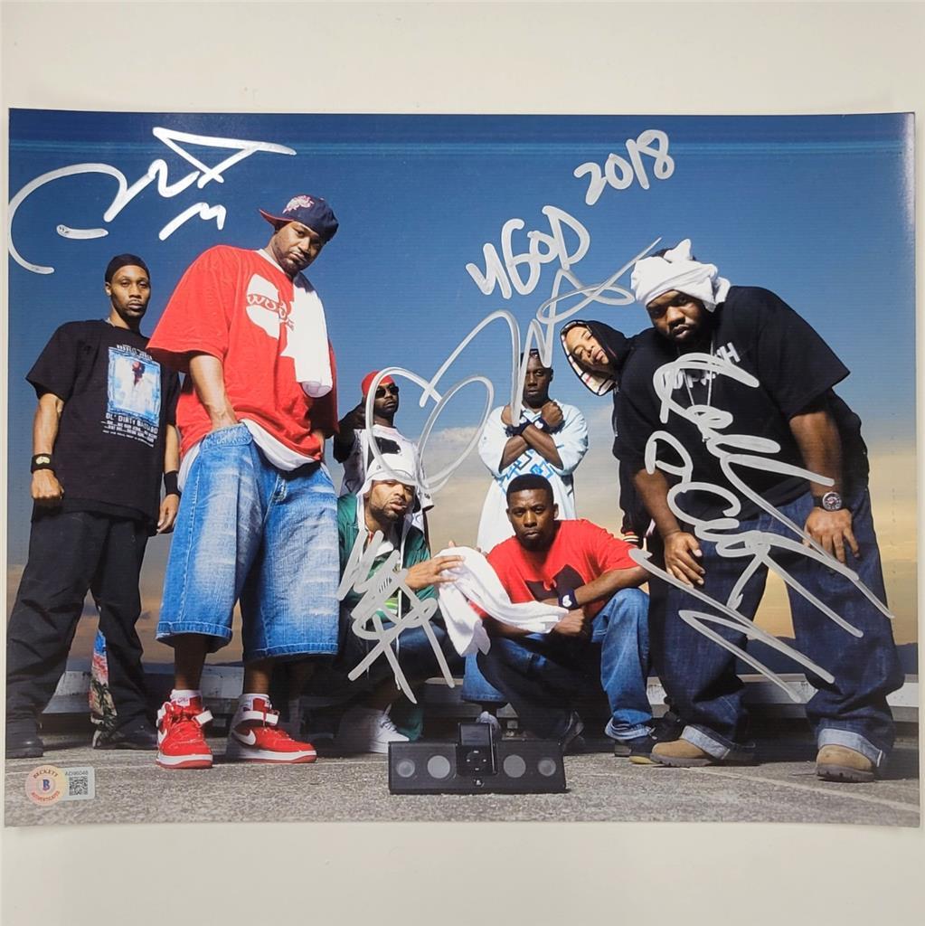 Wu-Tang Clan signed 11×14 photo GZA RZA Raekwon U-God Man autograph~ Beckett BAS