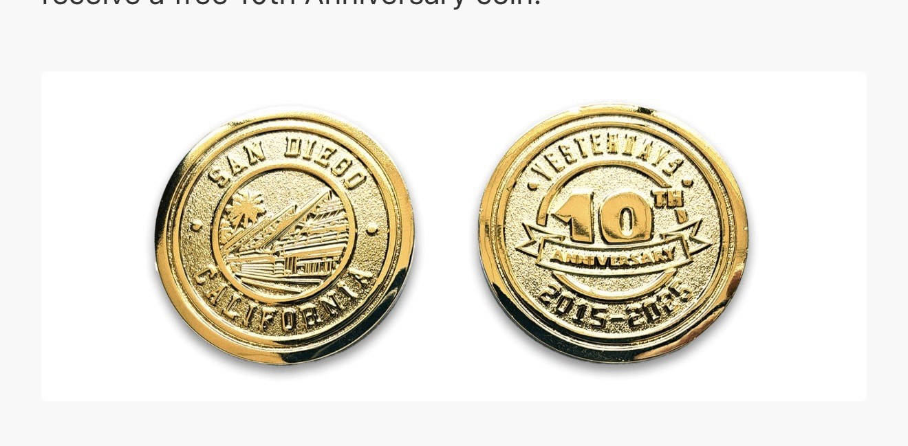 SDCC 2025 Yesterdays 10 Year Anniversary Gold Coin New and Sealed Limited