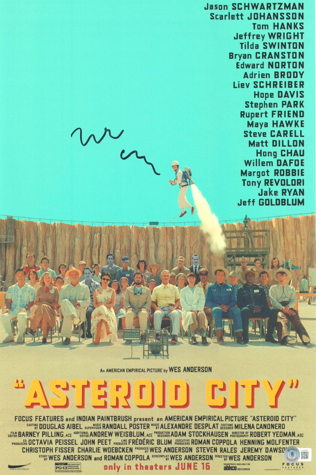 Wes Anderson Signed Autograph Asteroid CIty 12X18 Photo Beckett BAS