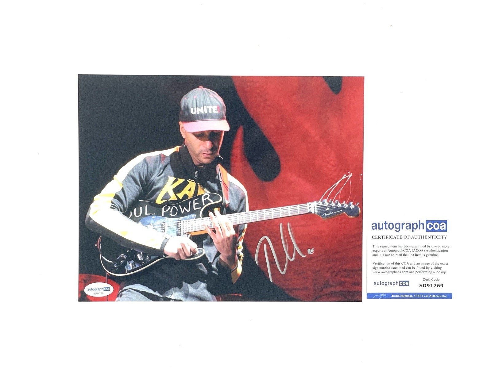 Tom Morello Signed 8×10 Photo ACOA Certified Rage Against The Machine Audioslave