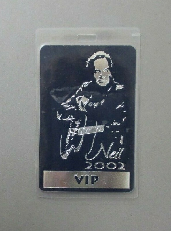 Neil Diamond backstage pass laminated 2002 VIP Silver Foil Ink AUTHENTIC !