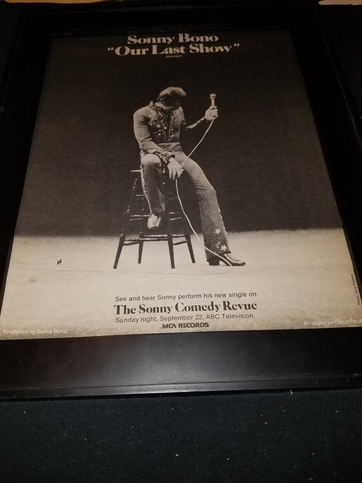 Sonny Bono Our Last Show Rare Original Promo Poster Ad Framed!