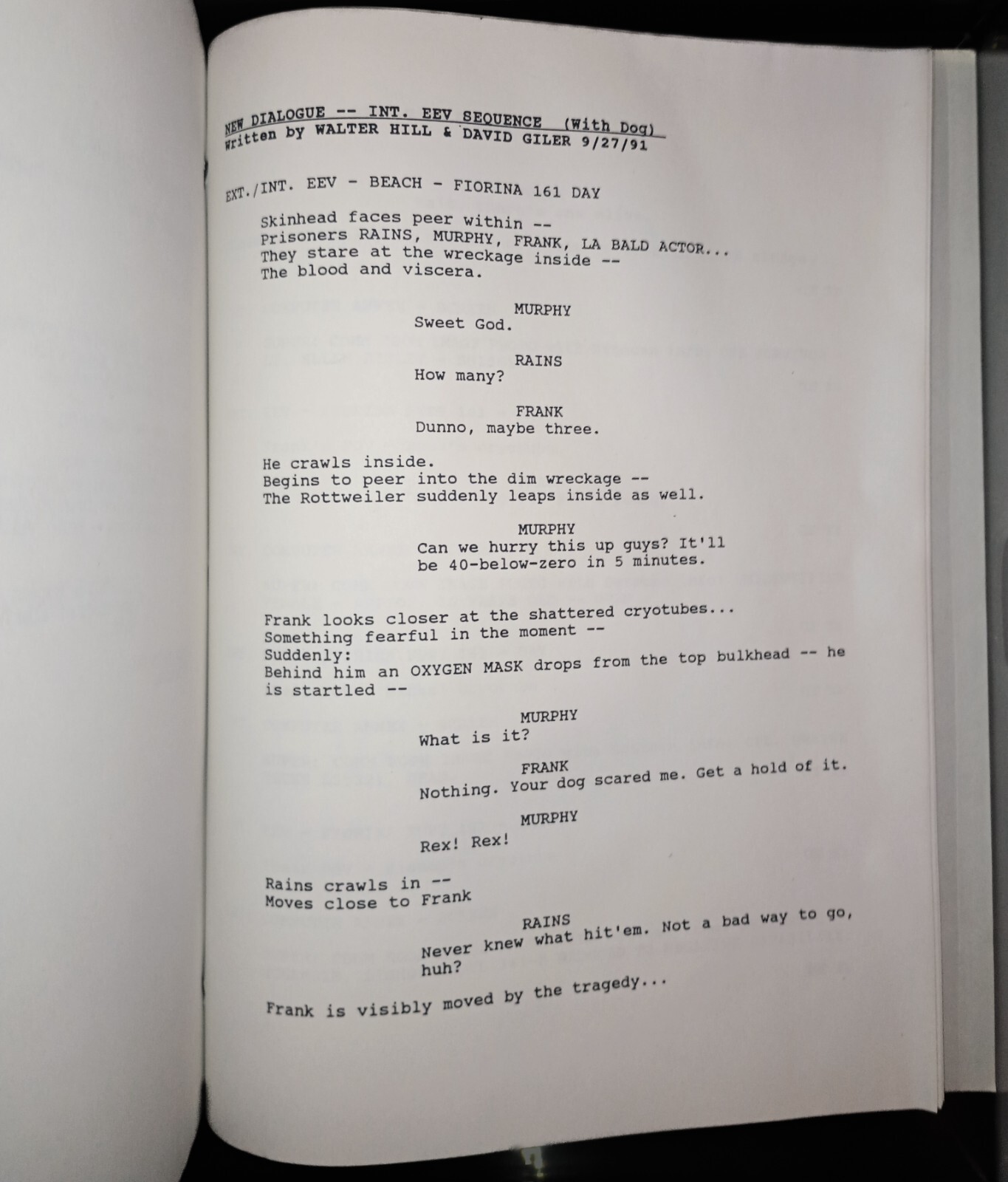ALIEN 3 Rare Production Reshoot Script Walter Hill David Fincher Screenplay 1992