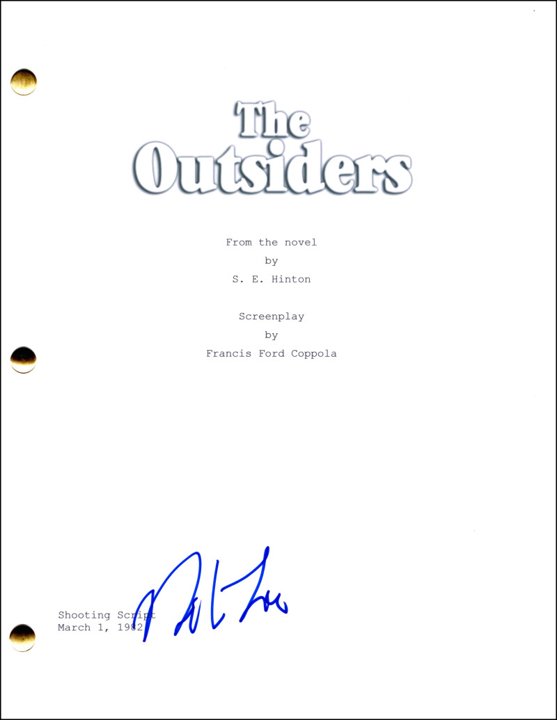 Rob Lowe Signed Autograph The Outsiders Movie Script Screenplay – Sodapop Curtis
