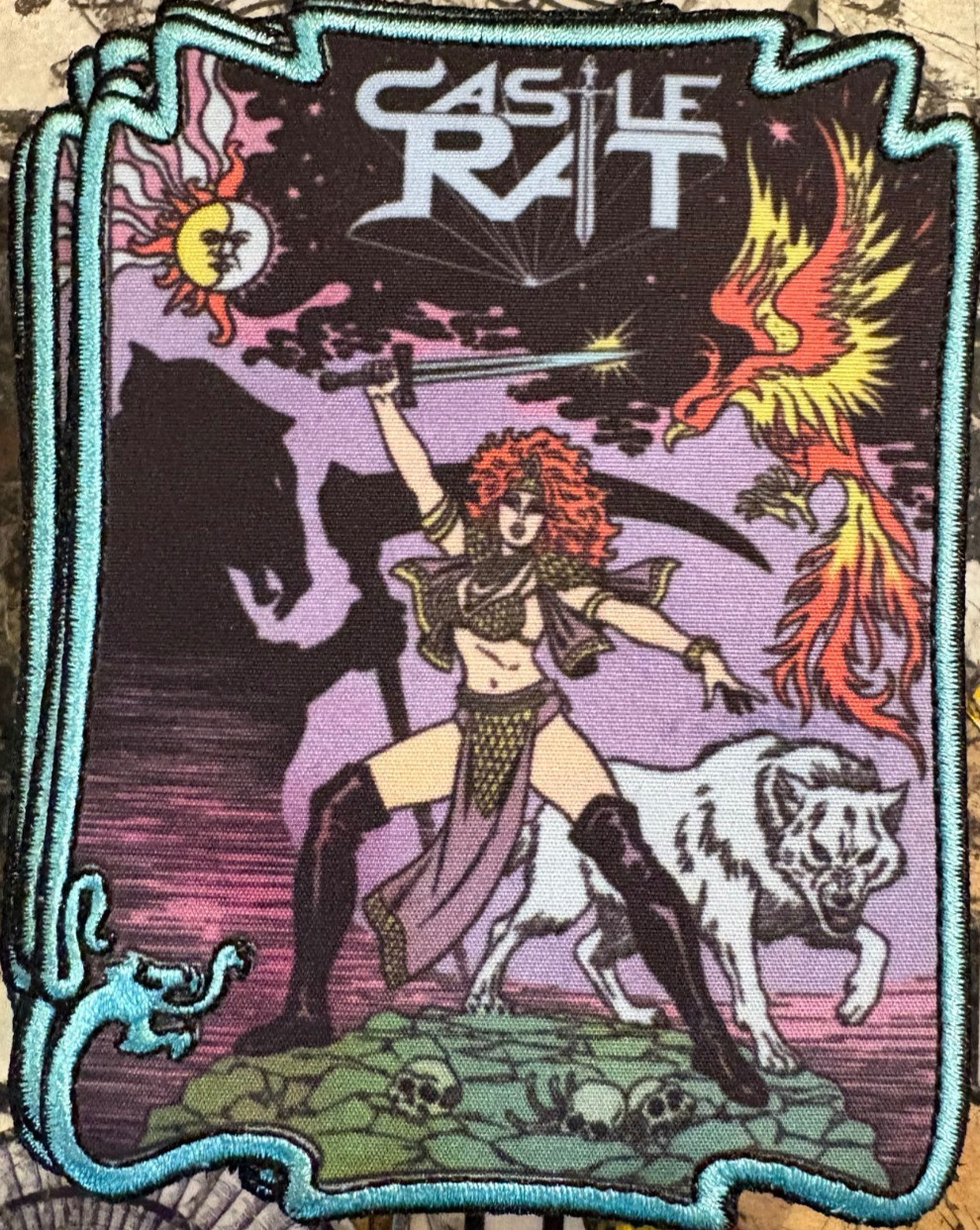 CASTLE RAT – Rat Queen Wolf Woven Patch with BLUE NEW OFFICIAL STONER DOOM METAL