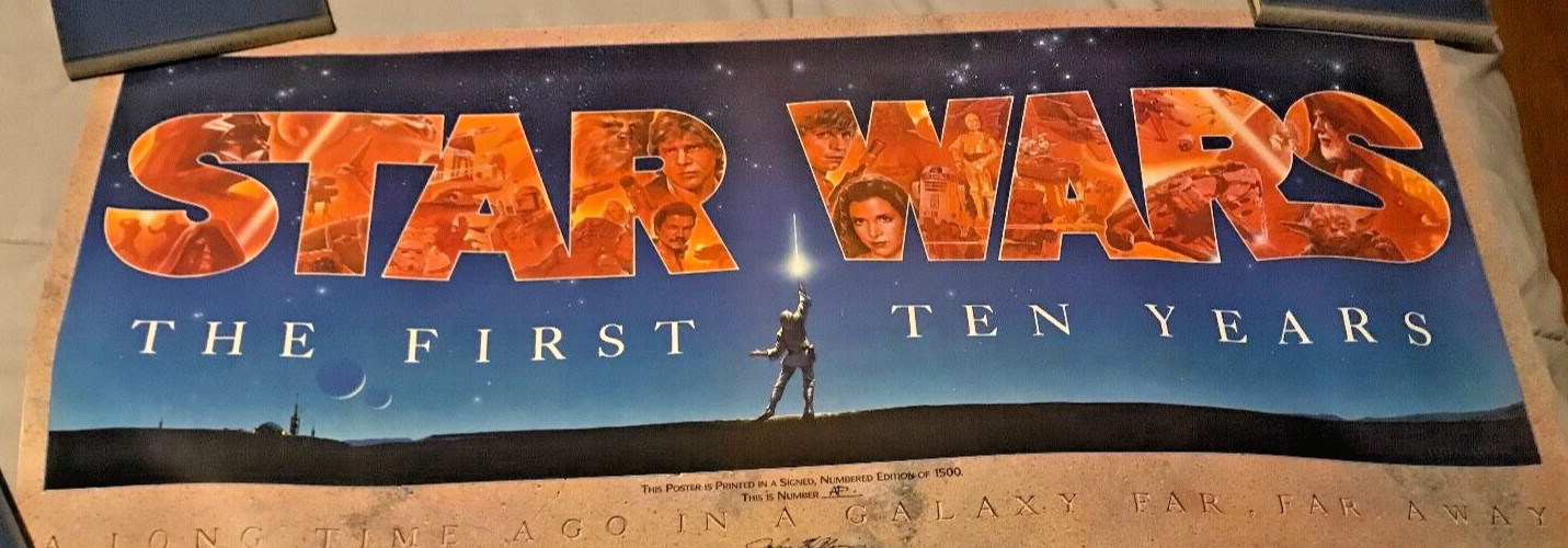 STAR WARS THE FIRST 10 YEARS MOVIE ARTIST PROOF John Alvin Autographed 17 x 36