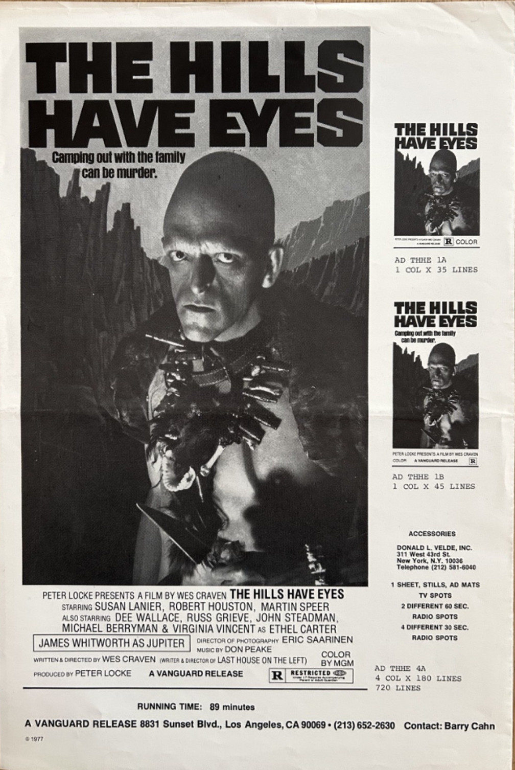 HILLS HAVE EYES Original 1977 Ad Slicks + CD Soundtrack DON PEAKE Ltd Edition