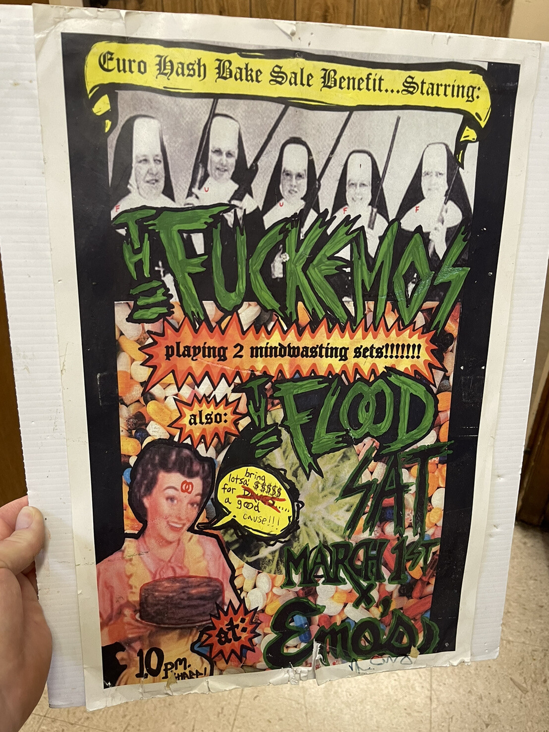 Vtg The FUCKEMOS ORIGINAL Concert Punk POSTER The Flood Emo’s Austin Texas WEAR!