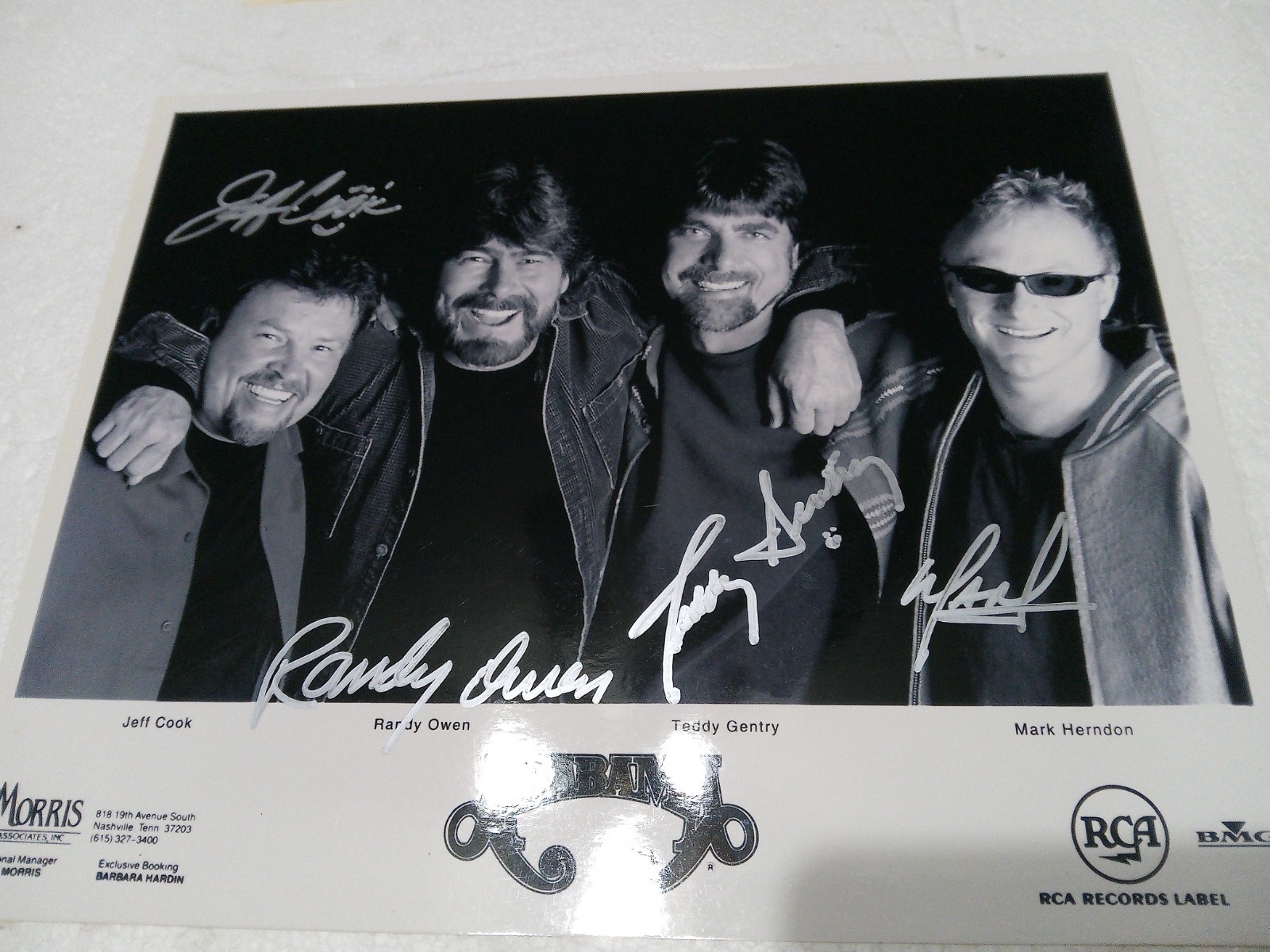 Autographed 8×10 The Band ALABAMA Todd Mueller Certificate Of Authentication