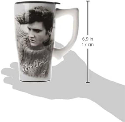Vibrant 18 oz Elvis Travel Mug – Stylish Ceramic with Locking Lid for On-the-Go