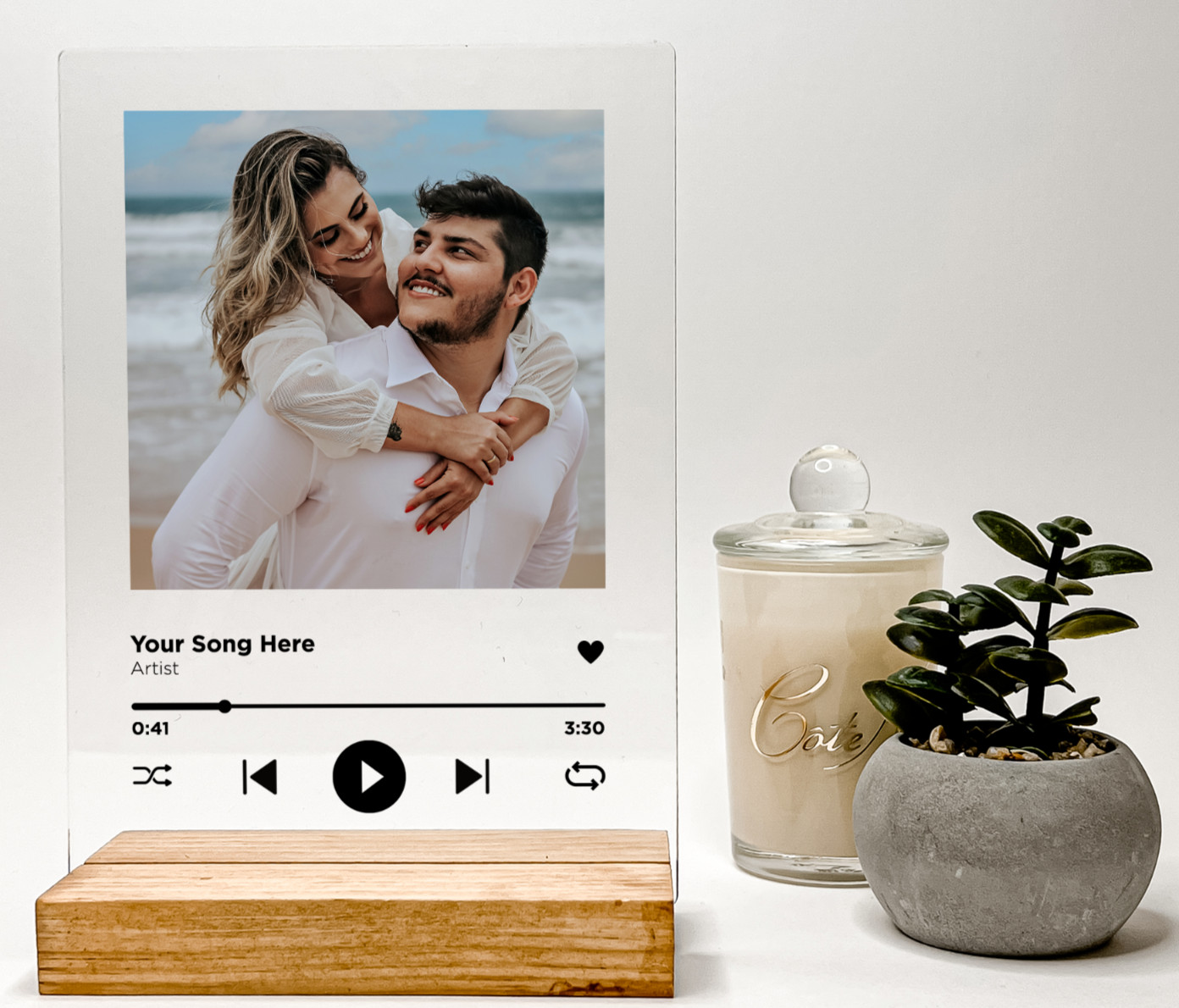 Personalized Picture With Song Wood Base Custom Frame