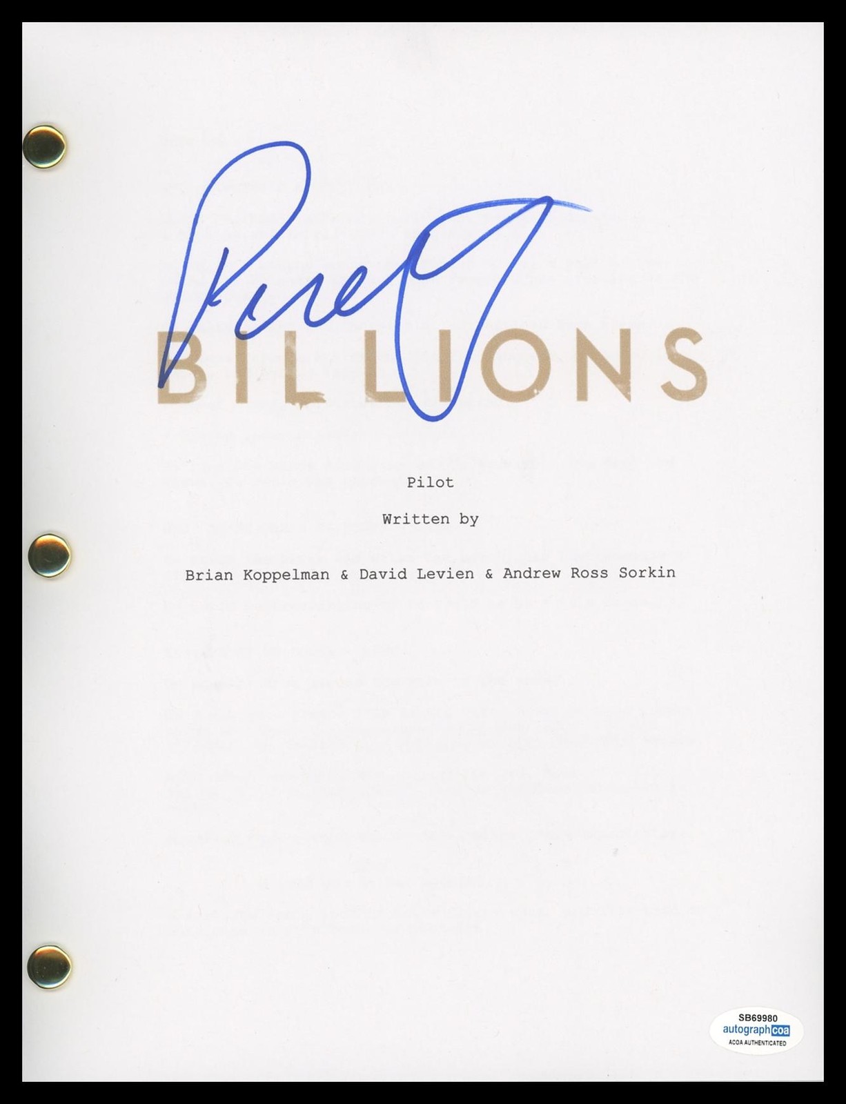 Paul Giamatti “Billions” AUTOGRAPH Signed Complete Pilot Episode Script ACOA