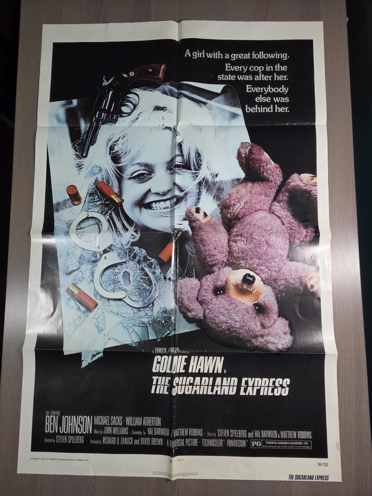 1974 THE SUGARLAND EXPRESS Original 27×41 Movie Poster Steven Spielberg