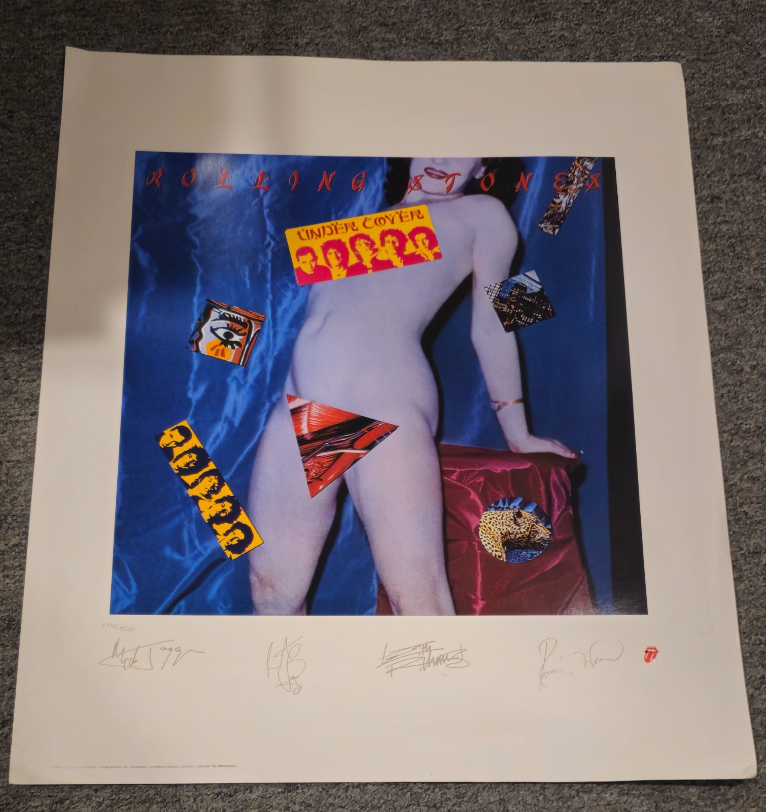 ROLLING STONES 1994 Lithograph print poster UNDER COVER Ltd Ed 2738/5000 22 x 26