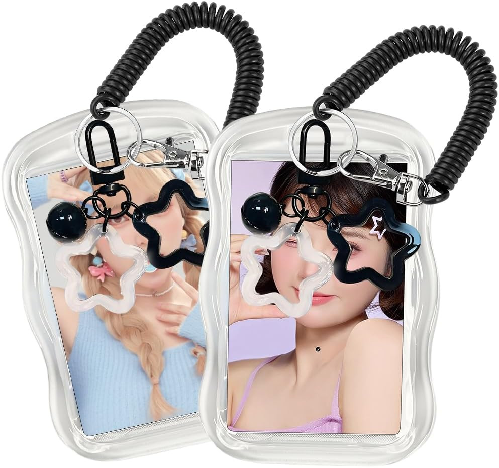 Cute Kpop Photocard Holder Keychain – Transparent Photo Card Protector
